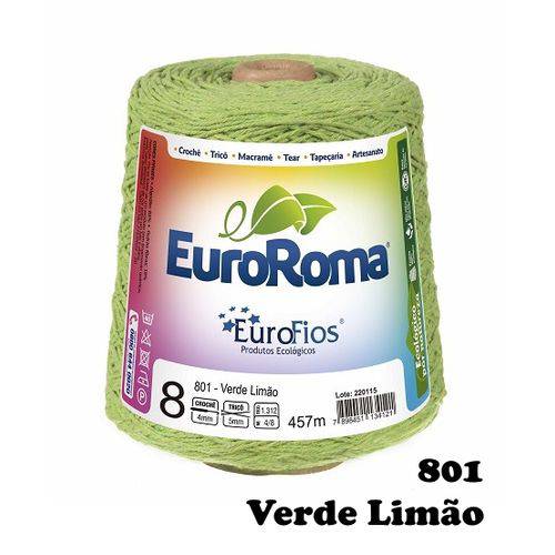 Barbante EuroRoma Colorido N° 8 - Cor: 801 Verde Limão