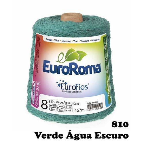 Barbante EuroRoma Colorido N° 8 - Cor: 810 Verde Água Escuro