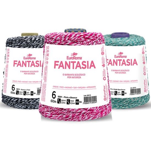 Barbante EuroRoma Fantasia Nº6 4/6 Fios 610m Pink/Branco - 5001