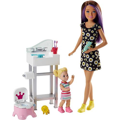 Barbie Babysitter Banheiro com o Bebê - Mattel
