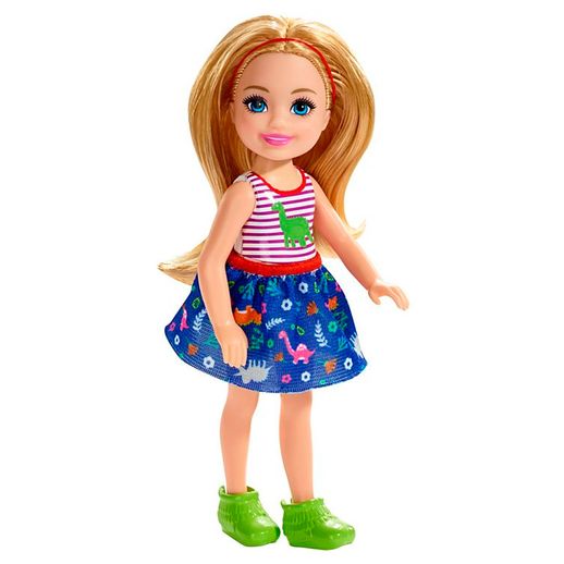 Barbie Familia Chelsea Boneca com Camiseta Estampa de Dinossauro - Mattel