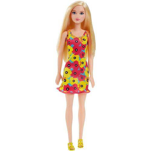 Barbie Fashion Vestido Flores Rosas e Amarelas Mattel