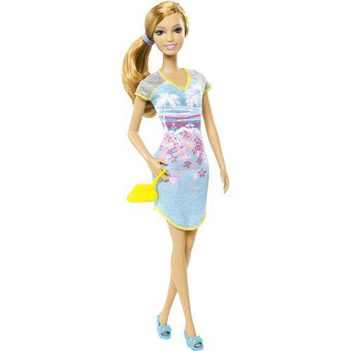 Barbie Fashionistas Festa de Pijama Vestido Azul Praia - Mattel