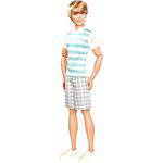 Barbie Ken Fashionista Loiro - Camiseta Azul e Branca