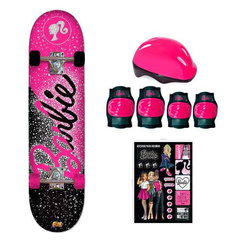 Barbie Skate com Acessórios de Segurança e Adesivos Glitter - Fun Divirta-se