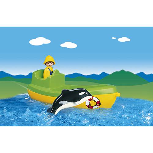 Barco de Pesca com Baleia - Playmobil