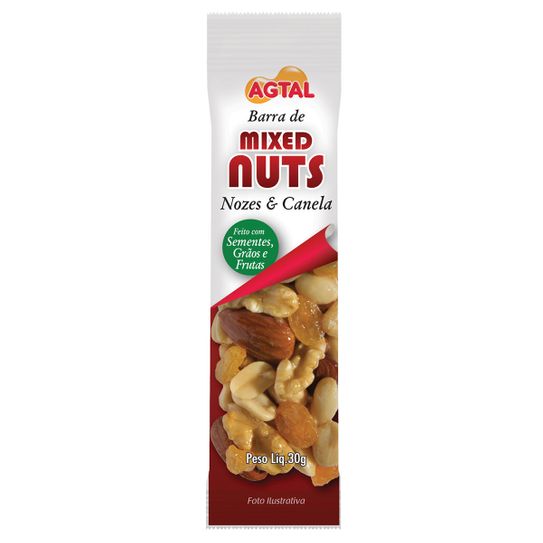 Barra Agtal Mixed Nuts Nozes e Canela 30g