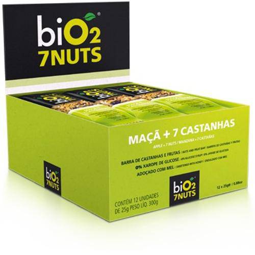 Barra de Castanhas e Frutas Bio2 7 Nuts Maçã Sem Glúten e Lactose com 12 Und.