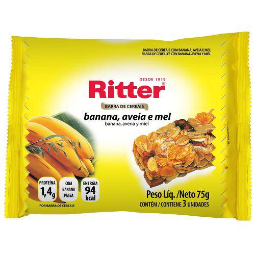 Barra de Cereais Banana Aveia Mel C/3 - Ritter