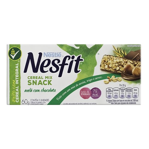 Barra de Cereais Nestlé Nesfit Avelã com Chocolate Caixa com 3 Unidades de 20g Cada