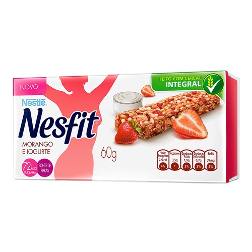 Barra de Cereais Nestlé Nesfit Morango e Iogurte Caixa com 3 Unidades de 20g Cada