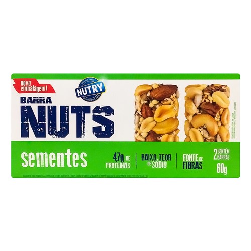 Barra de Cereais Nutry Nuts Sementes Caixa com 2 Unidades de 30g Cada