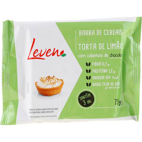 Barra de Cereais Torta de Limão com Cobertura de Chocolate 75g - Leven