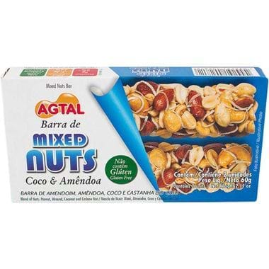 Barra de Cereal Mixed Nuts Coco e Amêndoa Agtal 2X30g