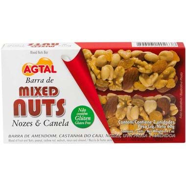 Barra de Cereal Mixed Nuts Nozes e Canela Agtal 2X30g
