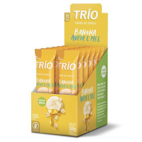 Barra de Cereal Trio com 12 Unid Banana, Aveia e Mel