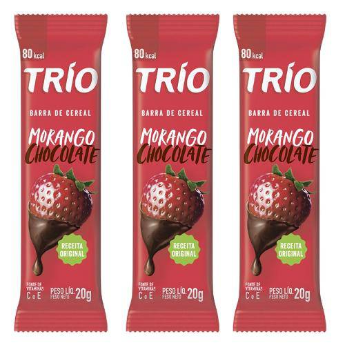 Barra de Cereal Trio com 3 Unid Morango com Chocolate
