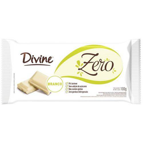 Barra de Chocolate Branco Sem Glúten e Zero Açúcar Divine 100g
