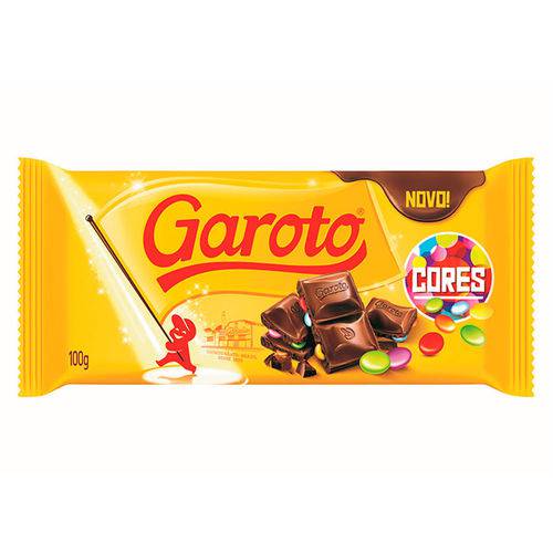 Barra de Chocolate Garoto Confeitos Cores 100g