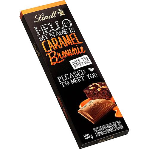 Barra de Chocolate Hello Caramel And Brownie Lindt 100g
