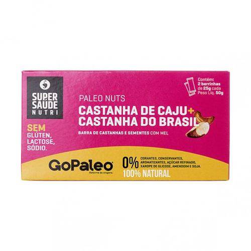 Barra de Nuts Castanha de Caju e Castanha do Brasil Go Paleo 25g X 2 - Super Saúde