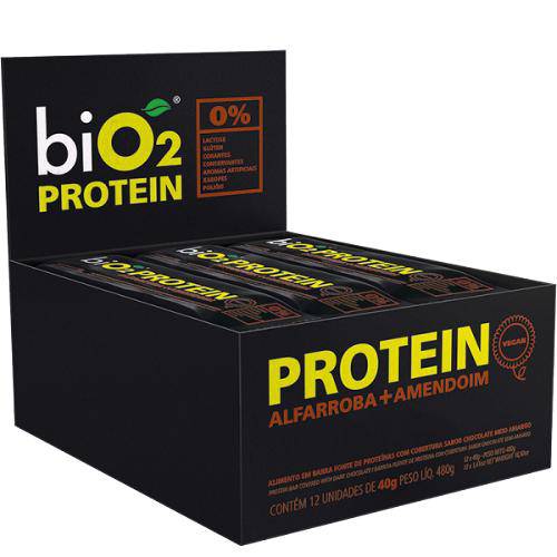 Barra de Proteína Alfarroba + Amendoim Bio2 12 Unidades de 40g
