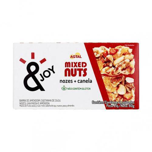 Barra Mixed Nuts &JOY Nozes e Canela 30g X 2 - Agtal