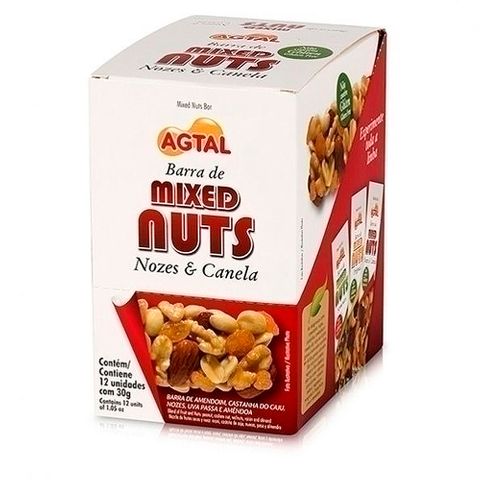 Barra Mixed Nuts Nozes Canela 30g C/12 - Agtal