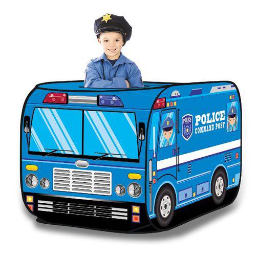 Barraca Infantil Portátil Carro de Polícia Viatura Azul Artbrink