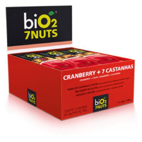 Barrinha Bio2 7nuts - Cranberry + 7 Castanhas 12 Unidades de 25 Gramas