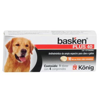 Basken Plus 40 König P/ Cães Grandes com 10kg de Peso C/ 4 Comprimidos