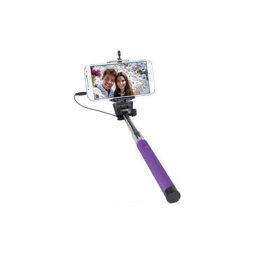 Bastão de Selfie com Botão Disparador Via Cabo - Cor: Roxo