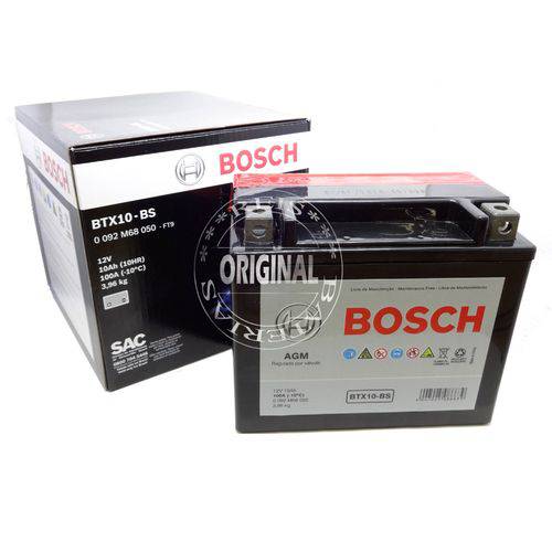 Bateria Bosch Moto 10ah - Btx10-Bs - Selada ( Ref. Yuasa: Ytx12-Bs )
