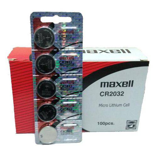 Bateria CR2032 3v Maxell Prateada Blister 5 Unidades
