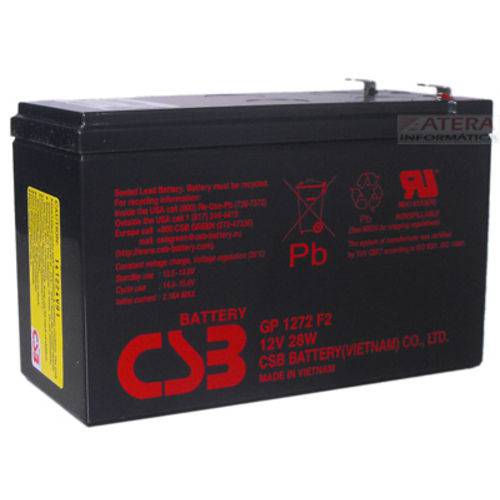 Bateria CSB GP1272 F2 12VDC 7,2Ah para Nobreaks, Longa Vida 5 Anos