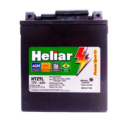 Bateria Moto Heliar Htz7 Twister/tornado/falcon/cb300/fazer