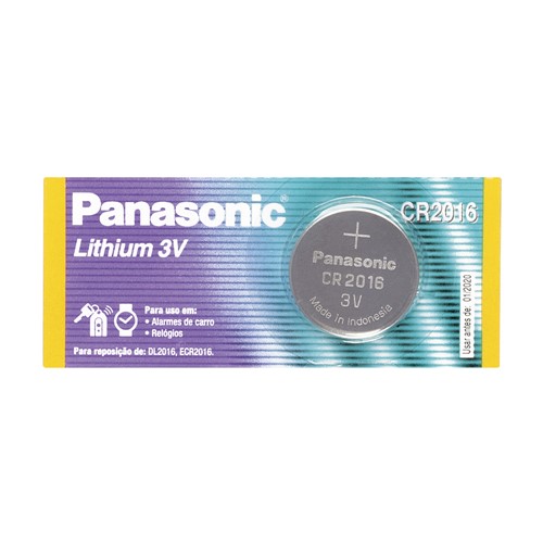 Bateria Panasonic de Lithium Botão CR2016 3V com 1 Unidade