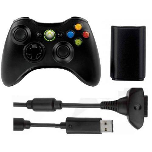 Bateria para Controle Xbox 360 com Cabo e Carregador Preto