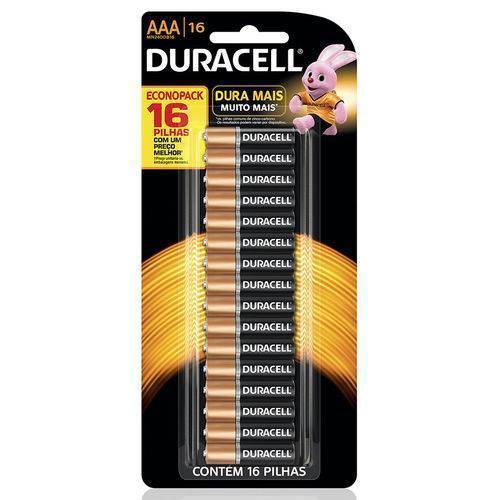 Bateria Pilha Alcalina Palito AAA com 16 Unidades Duracell