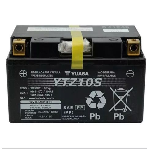 Bateria Yuasa YTZ10S CBR 600 RR 01 / 06 / Hornet 08 / 11 / CBR 900 RR / Yamaha YTZR1 / 04 / 07 / CBR1000 RR 04-07