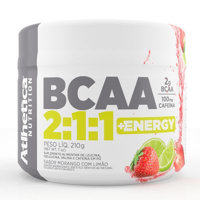 BCAA 2:1:1 + Energy 210g Atlhetica Nutrition BCAA 2:1:1 + Energy 210g Morango com Limão Atlhetica Nutrition