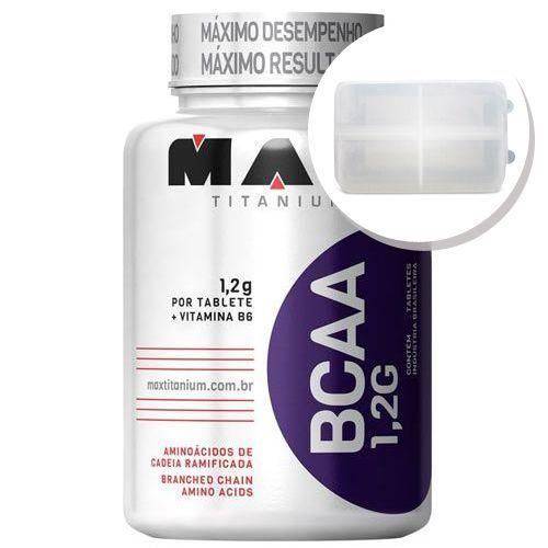 Bcaa 1,2g C/ Vitamina B6 - 120 Tabletes + Porta Cápsulas Transparente - Max Titanium