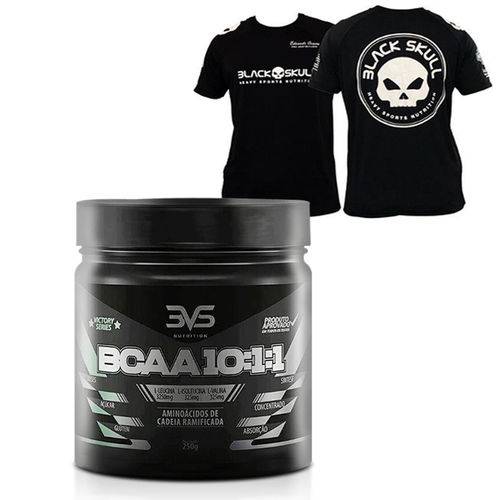 Bcaa 10:1:1 - 250g 3vs Nutrition + Camiseta Caveira Eduardo Correa Dry Fit Black Skull G