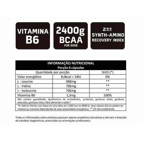 Bcaa Aminoácido 2400 M-tor Booster Vitamina B6 90 Cápsulas Bodyaction