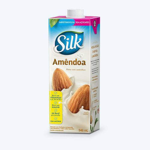 Bebida de Amêndoa Sabor Baunilha Sem Açúcar Silk 946ml