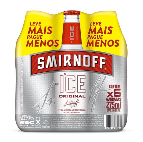 Bebida Ice Smirnoff 275ml Long Neck com 6 Lv Mais Pg Menos