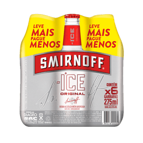 Bebida Mista Smirnoff Ice Leve Mais Pague Menos 275ml Pack C/6