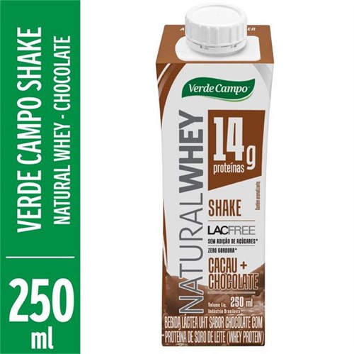 Bebida Natural Whey Verde Campo 250ml Shake Chocolate