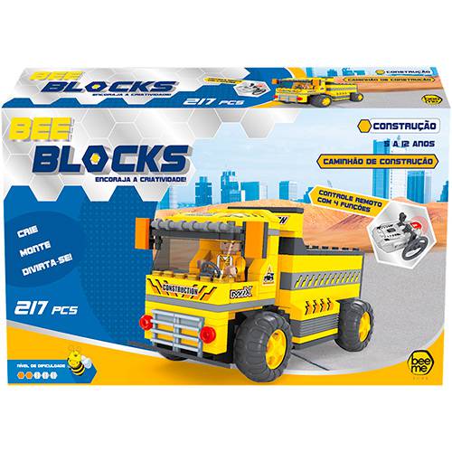 Bee Blocks - Caminhão Construção com Controle Remoto 217 Peças - Beeme