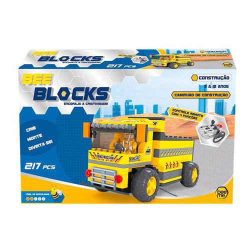 Bee Blocks Caminhão de Construção Remoto 217 Peças - Beeme Toys